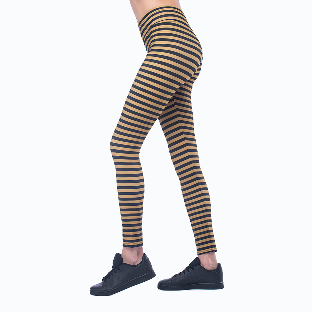 CHEVRON FULL LENGTH HI-RISE LEGGING - BLACK // BLUE STRIPES - Aviator Nation